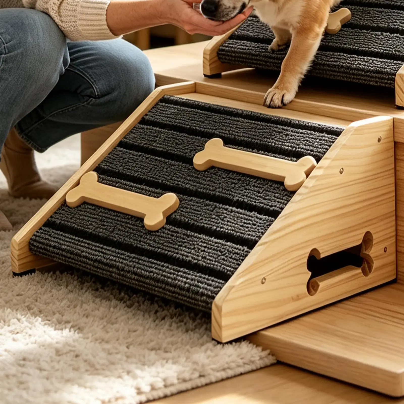 Stair Ramp For Dogs Anti-slip Portable Wedge Slopes 2 Pieces Dog Stair Helper Ramp For Senior Short-Legged Pets Indoor Outdoor
