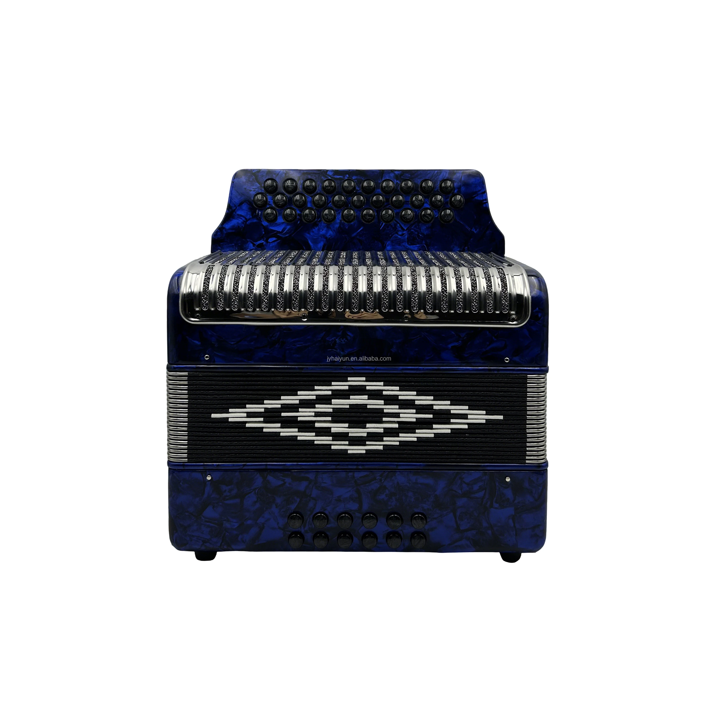 Professional 31-Button 12-Bass Diatonic Accordion Blue Celluloid Body Black Buttons Portable JB3112C