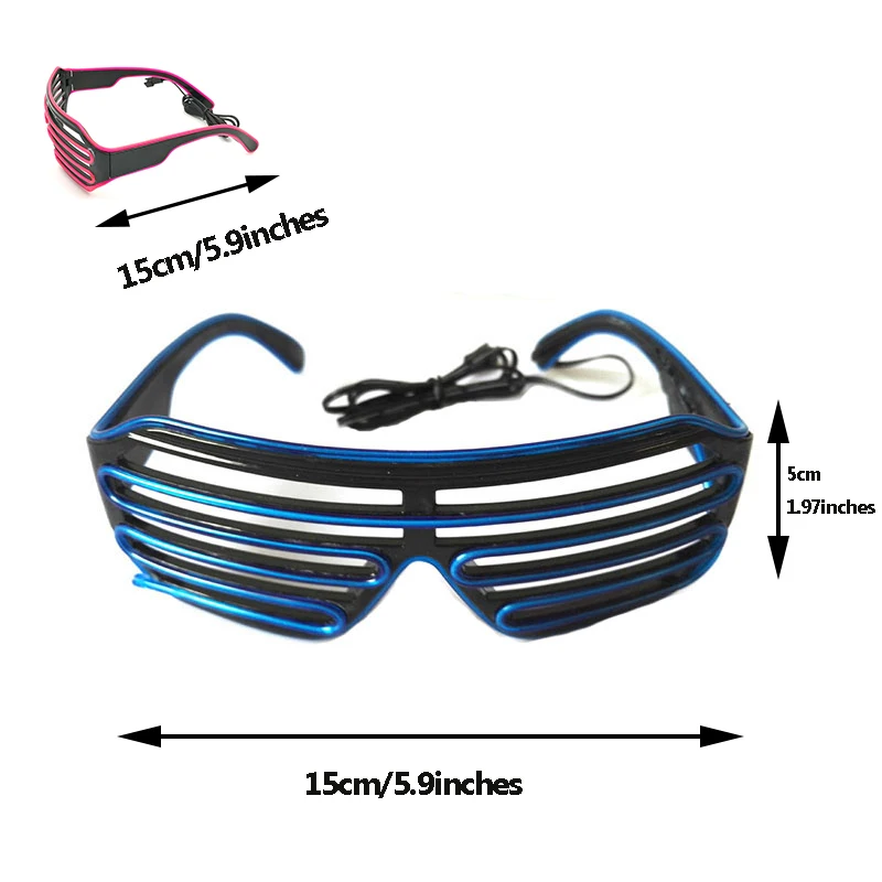 1 Stück Blinkende Shutter-Neon-Rave-Brille Leuchtende Happy-Bar-Nacht-LED-Sonnenbrille für Männer Frauen Jungen Mädchen Deko-Brillen – Detail 4