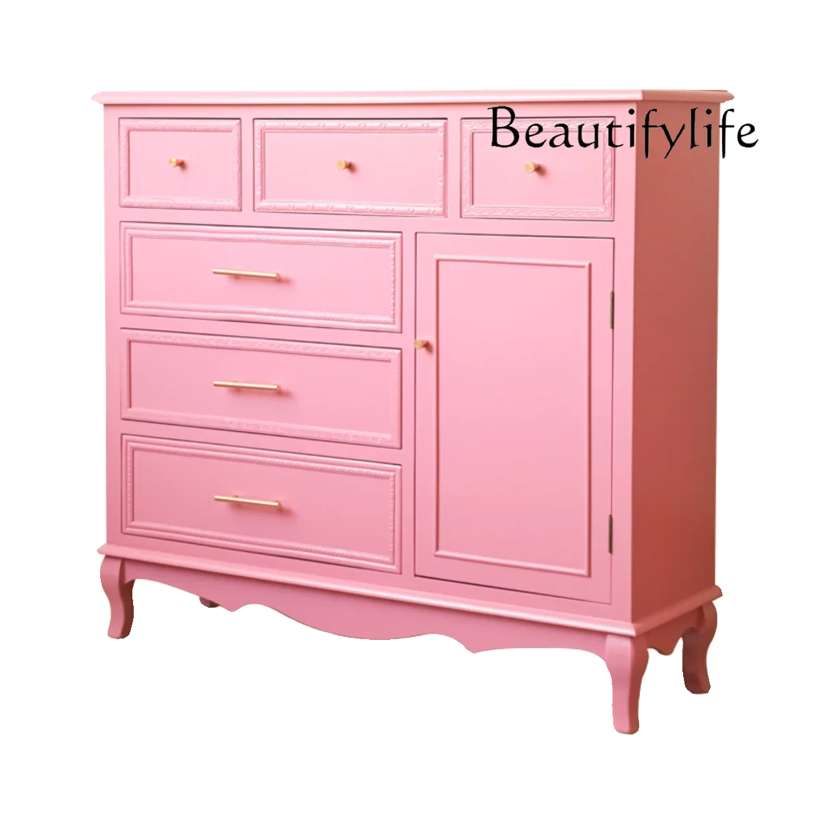 

Simple modern bedroom solid wood bedside cabinet storage living room wall five buckets drawer vertical cabinet storage