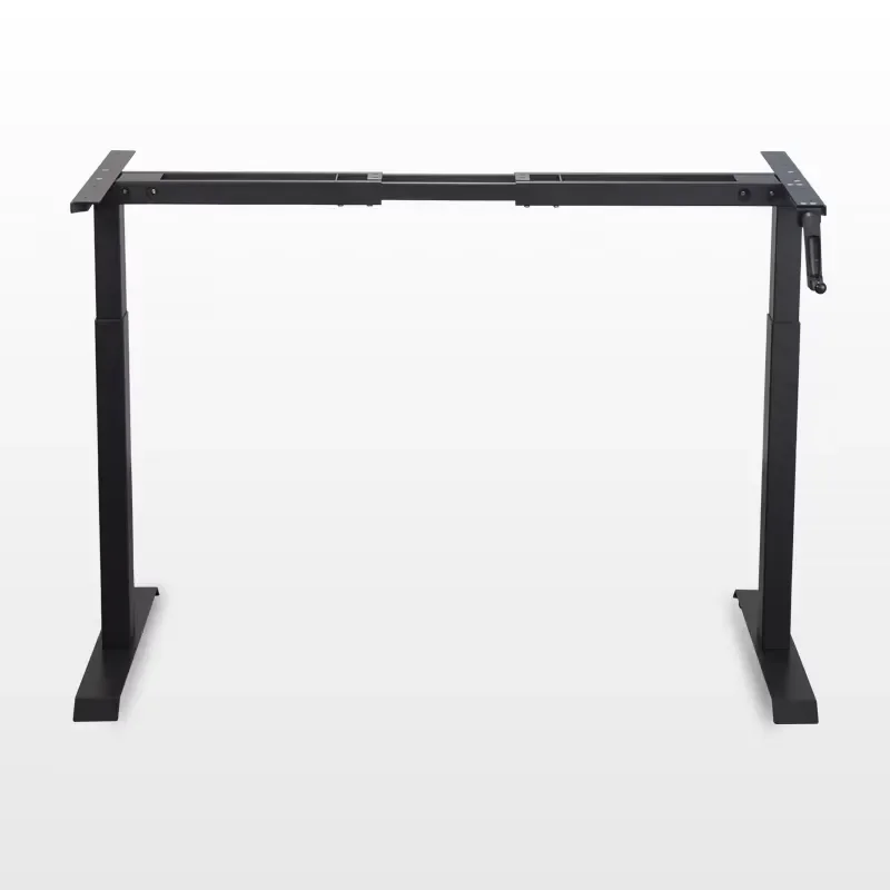 Height Adjustable Standing Desk Manual Crank Metal Frame Retractable Sit Stand Workstation Ergonomic Office Table 60kg Load