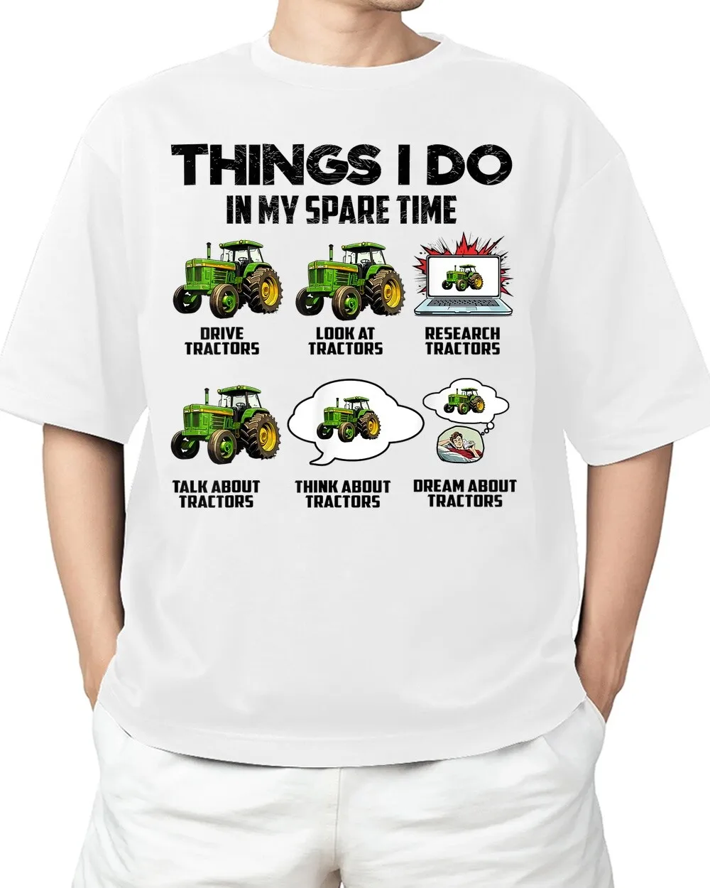 Things I Do In My Spare Time Funny Tractors Lovers Farmers Adult S 4XL T Shirt