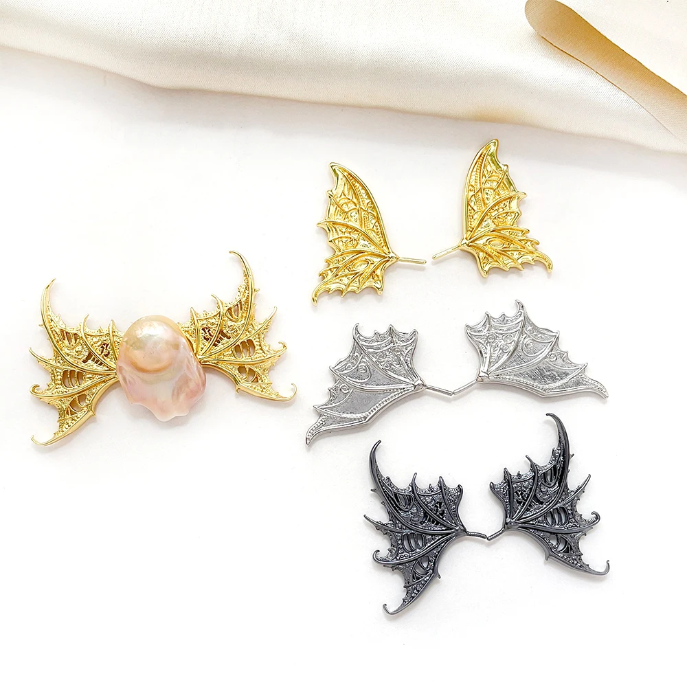 Brass Plated with Genuine Gold Personalized Wings, Wings, Pin Insertion DIY Jewelry Making Baroque Doll Accessory Materials