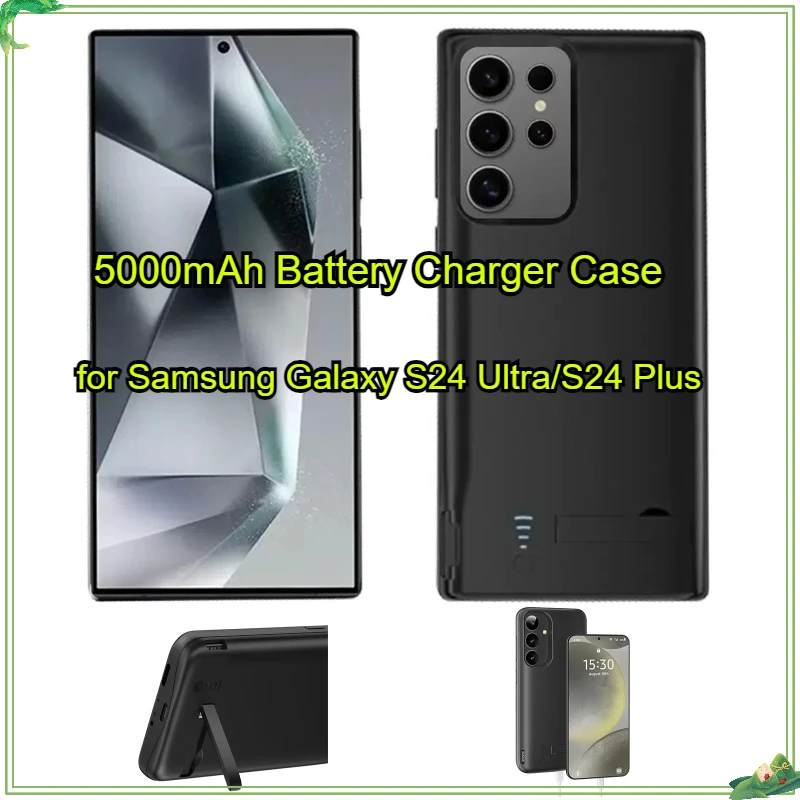 

5000mAh Battery Charger Case for Samsung Galaxy S24 Ultra/S24 Plus Portable Power Bank USB Charging Cover