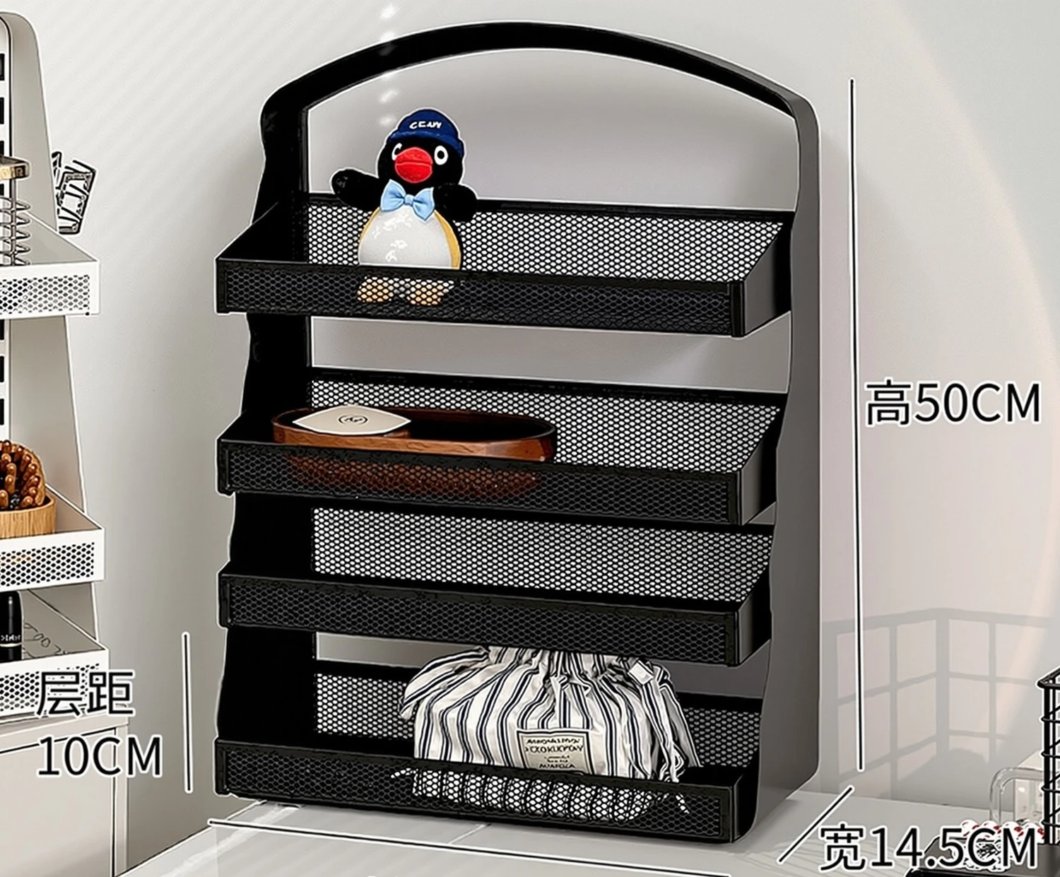 Cosmetics storage box desktop large capacity multi layer rack vanity table countertop iron