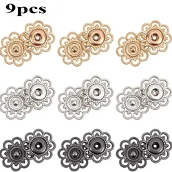 9 Sets Flower Snap Buttons Vintage Metal Snap Closures Sew On Press Snap Button Fasteners for Jacket Jeans Craft DIY Sewing