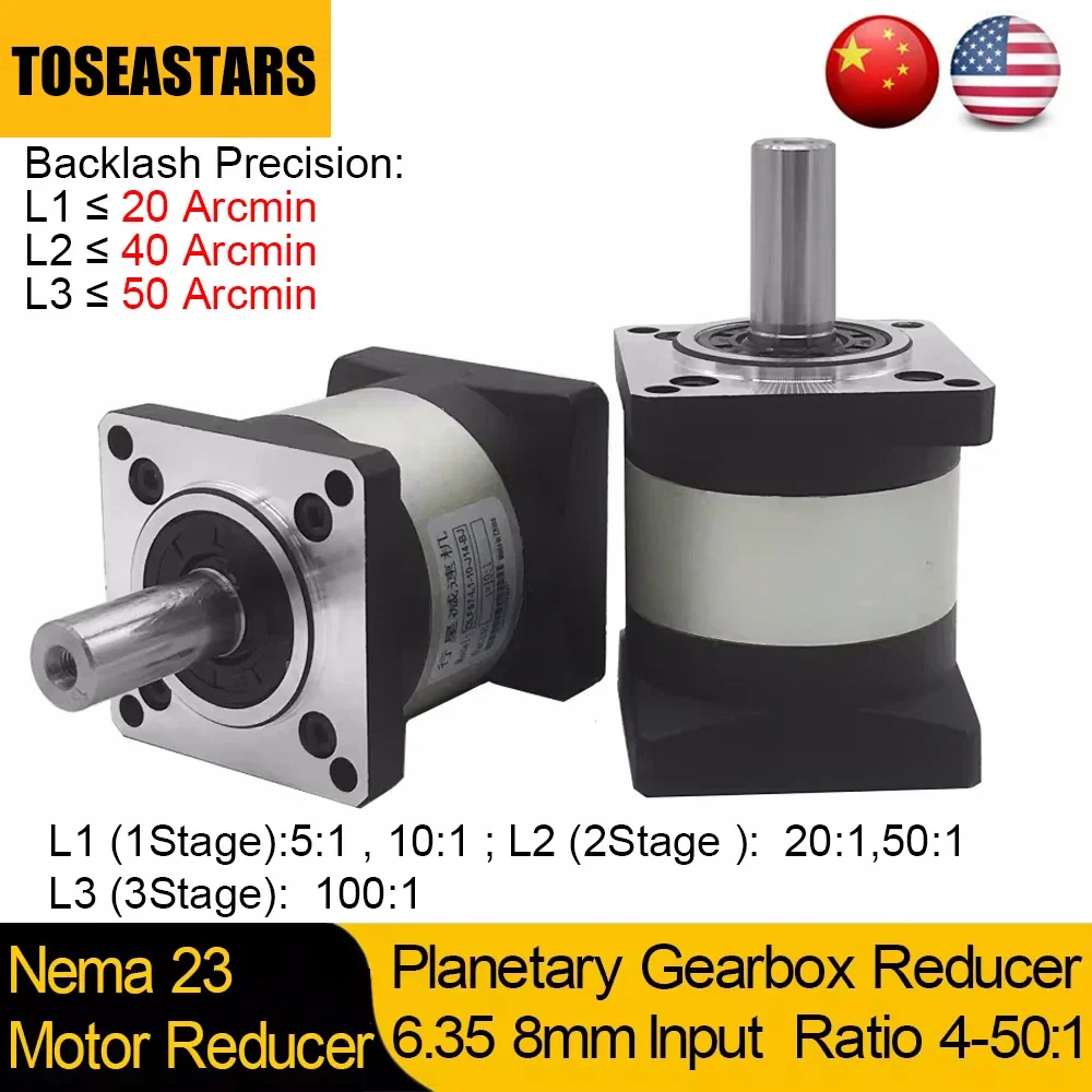 Nema 23 Planetary Gearbox 57mm Motor Reducer Ratio 4 5 10 16 20 50:1  Motor gearbox for Nema23 57mm Stepper Motor 4000rpm