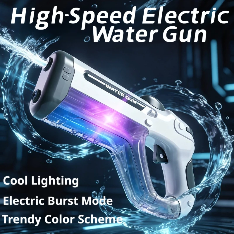 

2026 Electric Pulse Water Gun with Colorful Lights High Pressure Automatic Continuous Shot for Summer Outdoor Play Water Toy