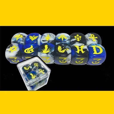 Yu-Gi-Oh Theme Three-color Dice Contrasting Color Carving Black And White Blue Family Crest Dice