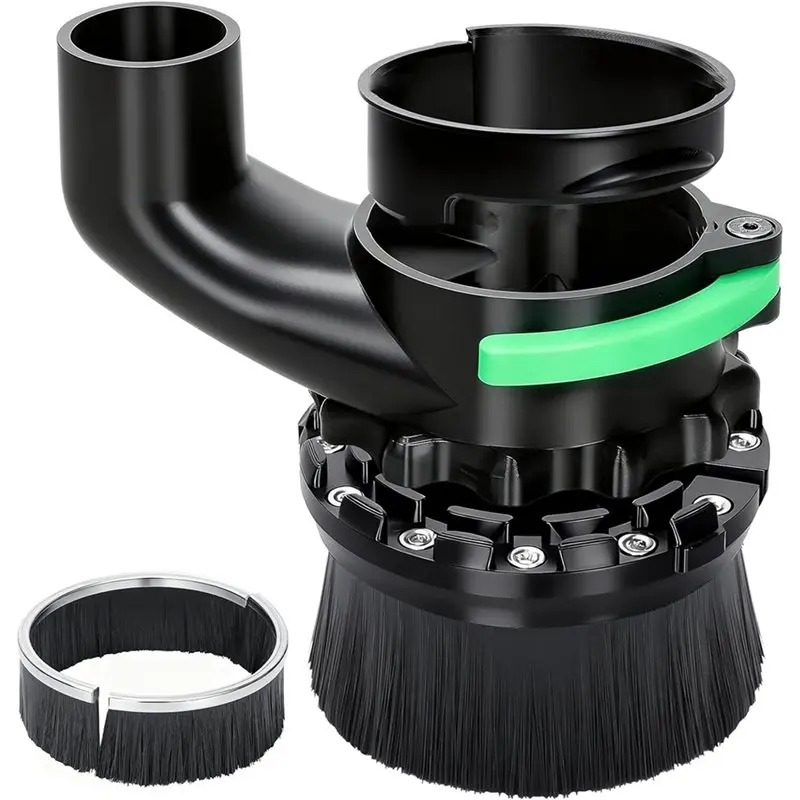 ABLJ 2Pcs 65Mm & 69Mm Diameter Dust Shoe For CNC Router Machine, Compatible, Dual Brush Lengths, Hose Diameter 38Mm (1.5Inch)
