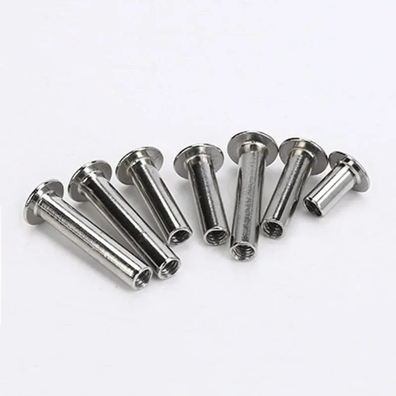 10pcs Stainless Steel Binding Chicago Screws Nails Long Studs Rivets Leather Craft Hardware Accessories Rod Length 4~100mm