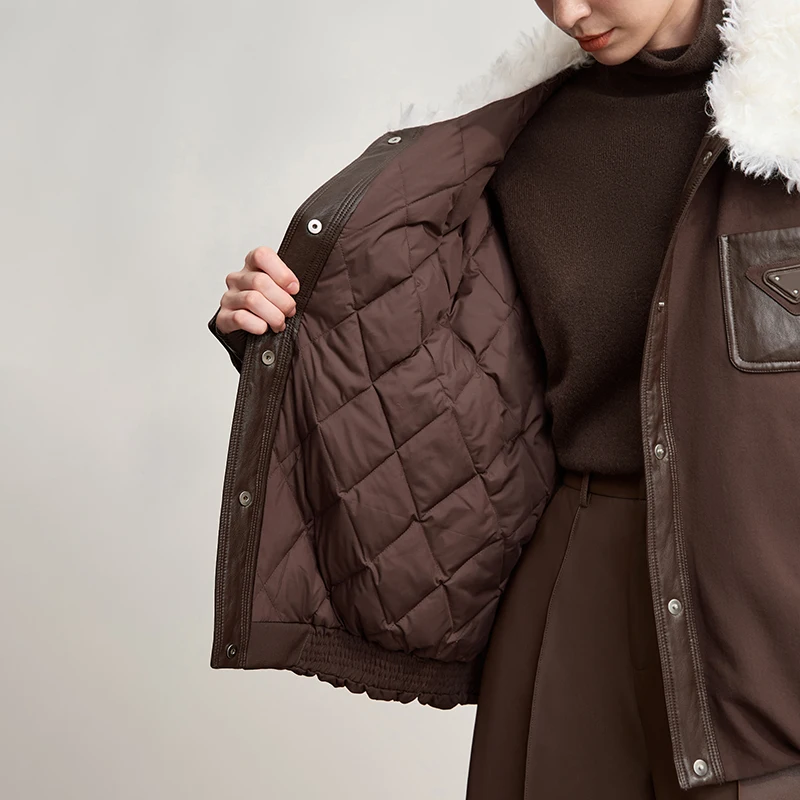 Amii Down Coats For Woman 2025 Winter New Casual Warm Patchwork Versatile Down Jacket Women's Long Sleeves Loose Top 12544075