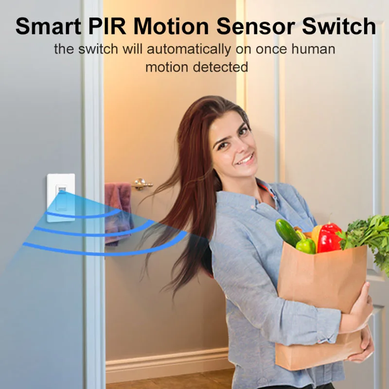 3 Way Tuya WiFi PIR Motion Sensor Smart Home Human Body Infrared Detector 100-120V Movement Sensor Works with Alexa Google Home