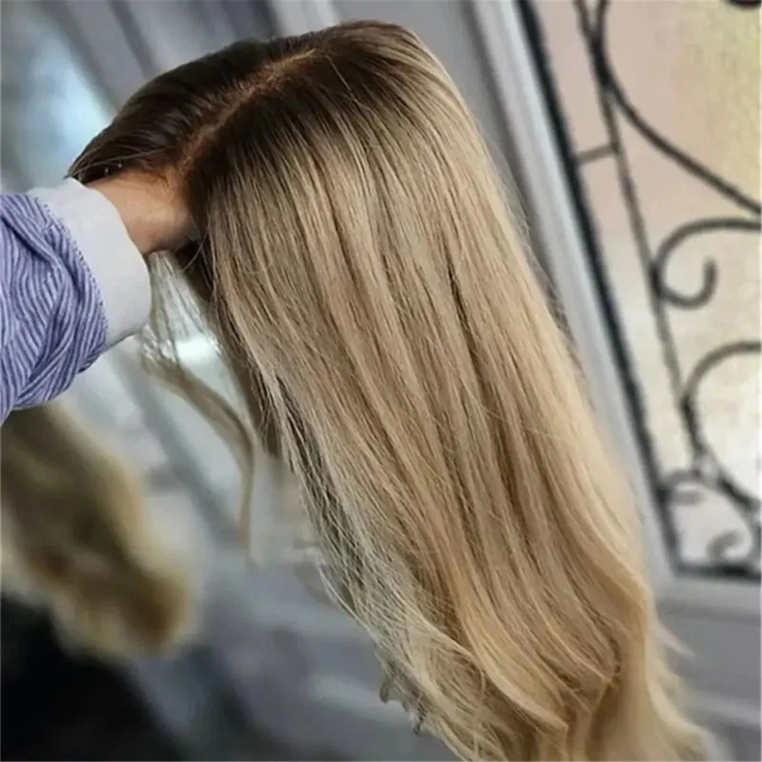 Hair Warm Caramel Brown Carnival Wig Loose Wave Free Part Comfortable Human Hair Blend Synthetic Fiber Long Realistic Look Hair