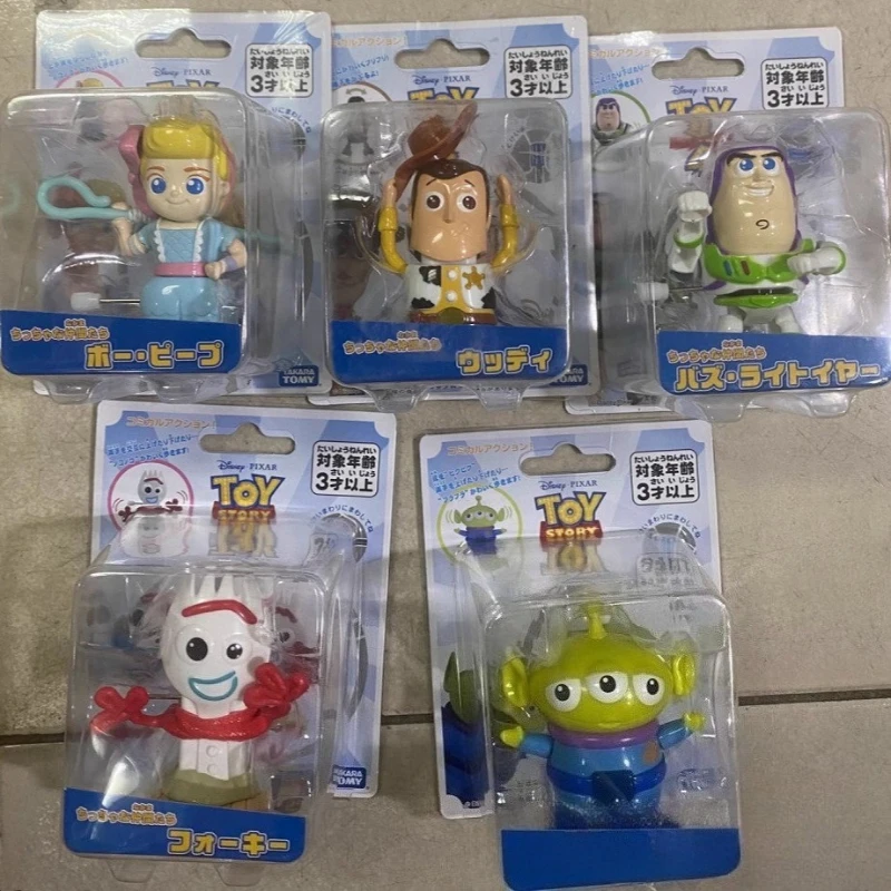 

Anime Toy Story Clockwork Woody Cuisi Fork Buzz Lightyear Alien Figure Wind Up toy Model Ornaments Children Birthday Gift