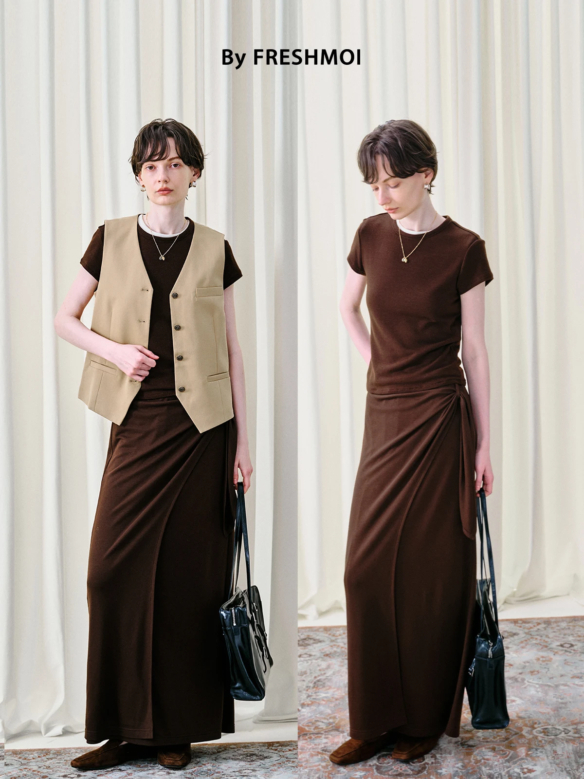 

Fre Moi Commute Sle High Waist Skirt with Sa Soft Meticulous Front Panel Partially Conceals Meat Ci Commute Casual