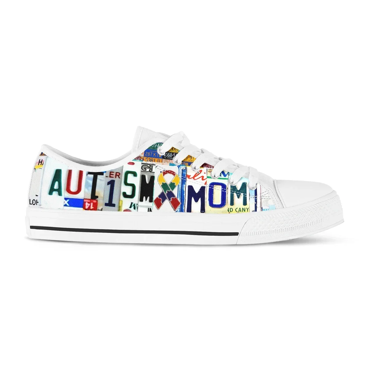 License Plate Autism Mom Women Canvas Shoes Low Top High Quality Sneakers For Girls Students Casual Leisure Gumshoes 35-46