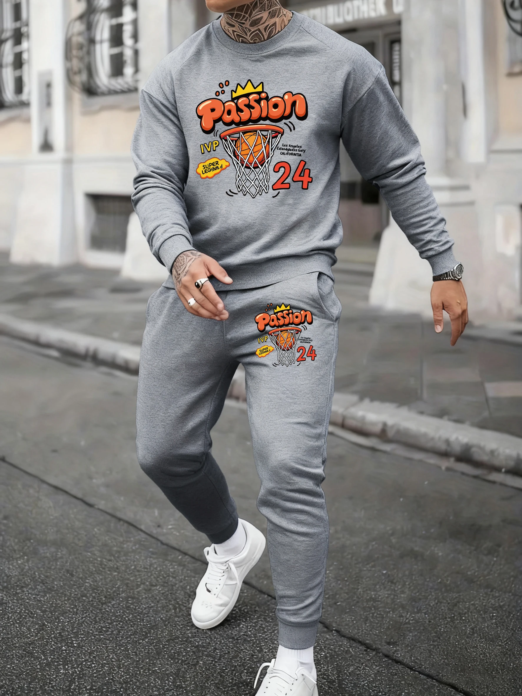 

Basketball Passion Number 24 Jersey Prints Men Jogging Sportpants Autumn Winter Sweatshirts Pants 2 Piece Set Fleece Comfy Hoody