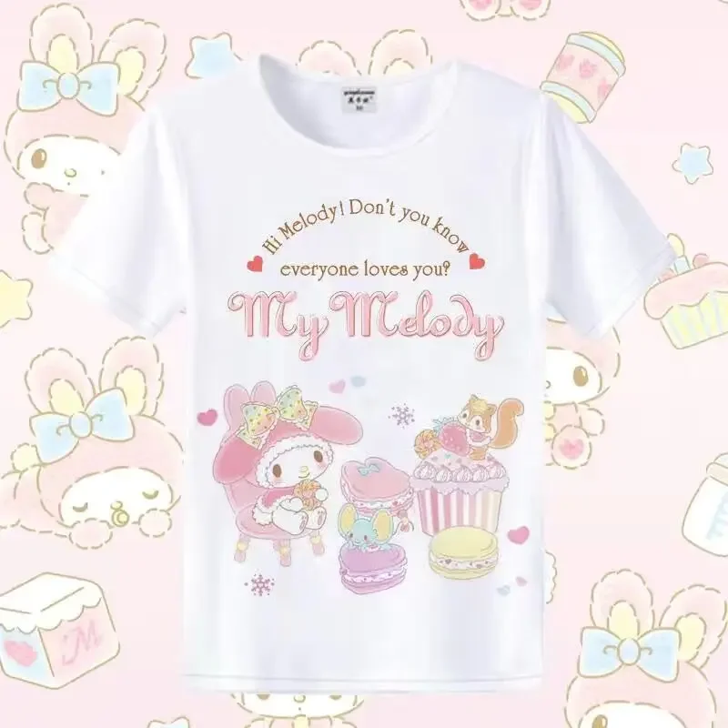 Sanrio Clothes My Melody Print Graphic T Shirts Summer Short Sleeves Y2k Top Harajuku Aesthetic Oversized T Shirt Women Clothing