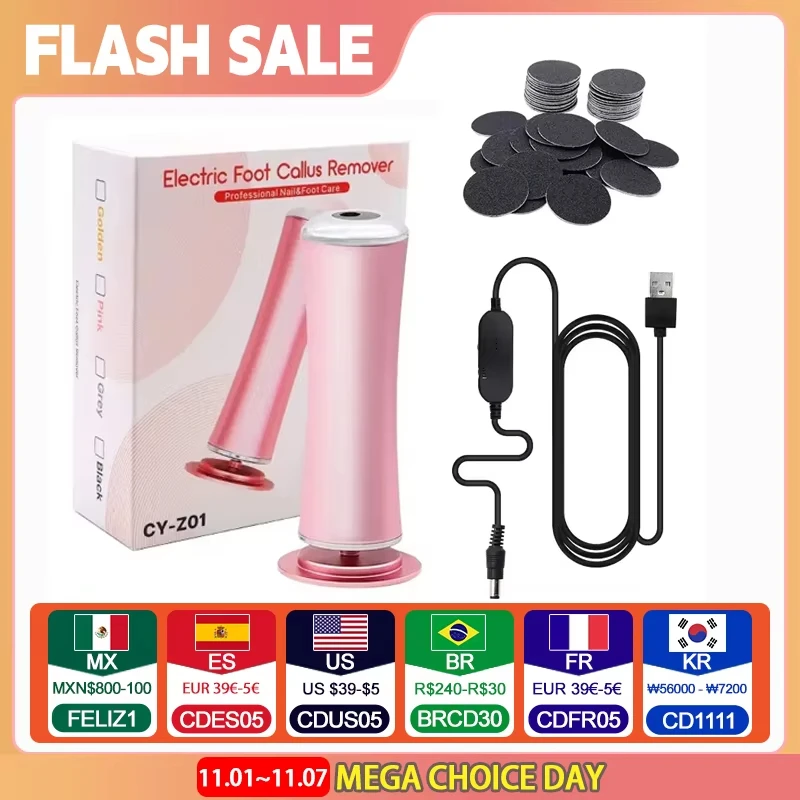 USB Rechargeable Electric Foot File Automatic Dead Skin Remover Pedicure Grinder Exfoliating Foot Polisher