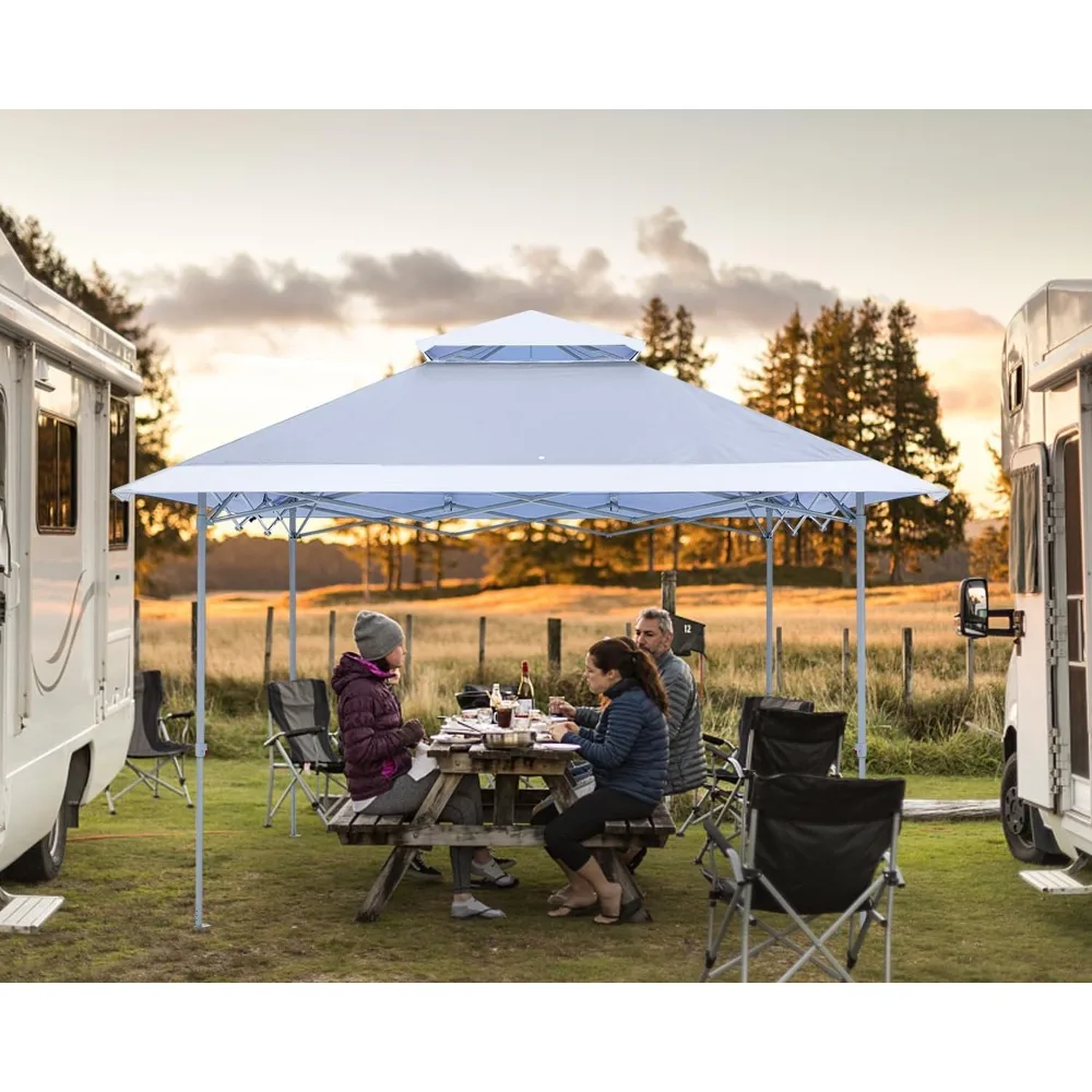 

13x13 Pop Up Canopy Base on 10x10 Canopy Frame with Double Ventilated Top, 4 Sandbag, 4 Ropes and 8 Stakes, UV protection Canopy