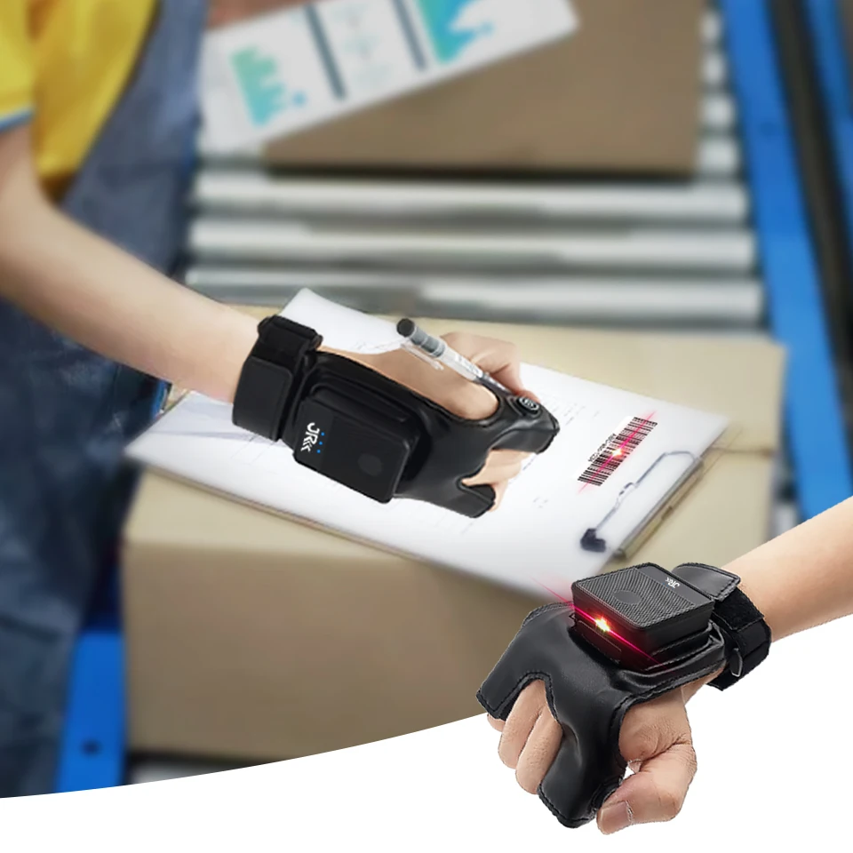 Glove Type Bluetooth Data Visual Wearable 2080W QR Code Reader PDF417 Miniature Ring Industrial Barcode Scanner