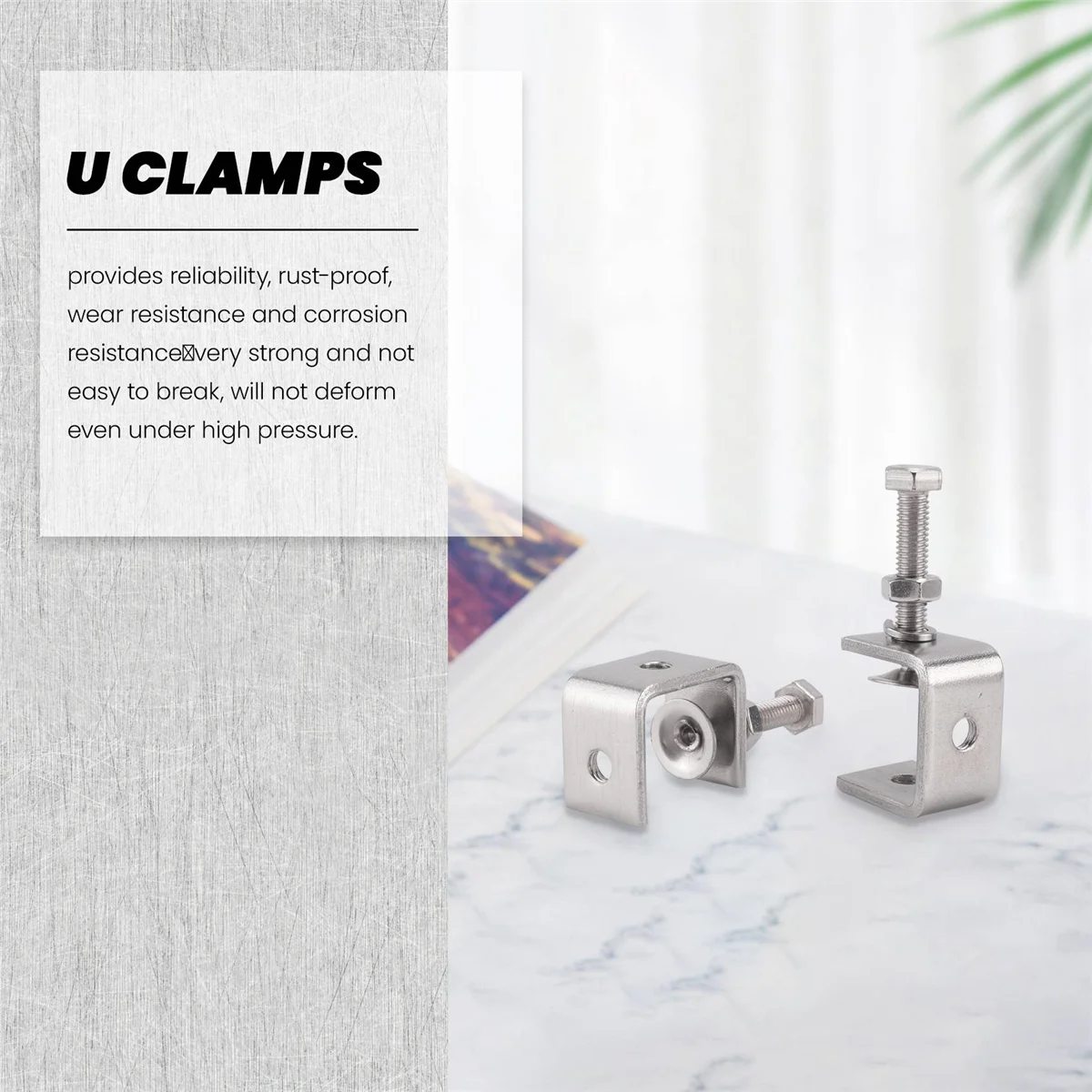 A06K 6Pcs C Clamps,U Clamps for Metal Working, Small Desk Clamp with Stable Wide Jaw Opening & Protective Pads/I-Beam Design