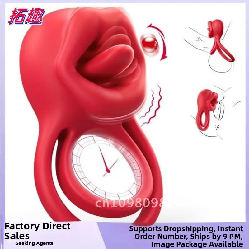 ensemble-de-double-anneau-avec-telecommande-sans-fil-langue-de-dragon-vibrateur-masculin-verrouillage-du-sperme-masturbateur-clitoridien-materiau-abs-en-silicone