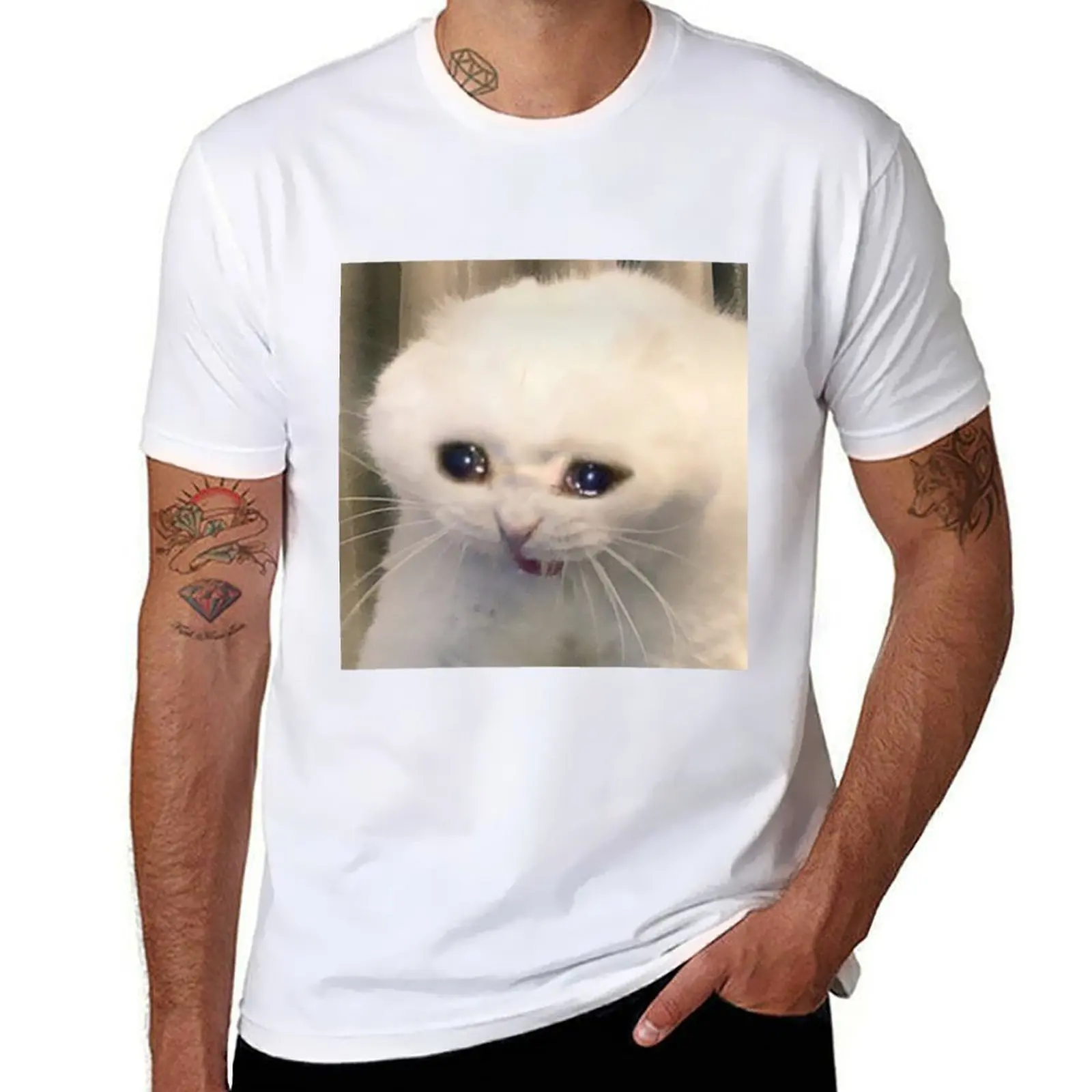 

cat cat meme T-Shirt t shirts for man cotton funny man t shirts for men T-Shirt