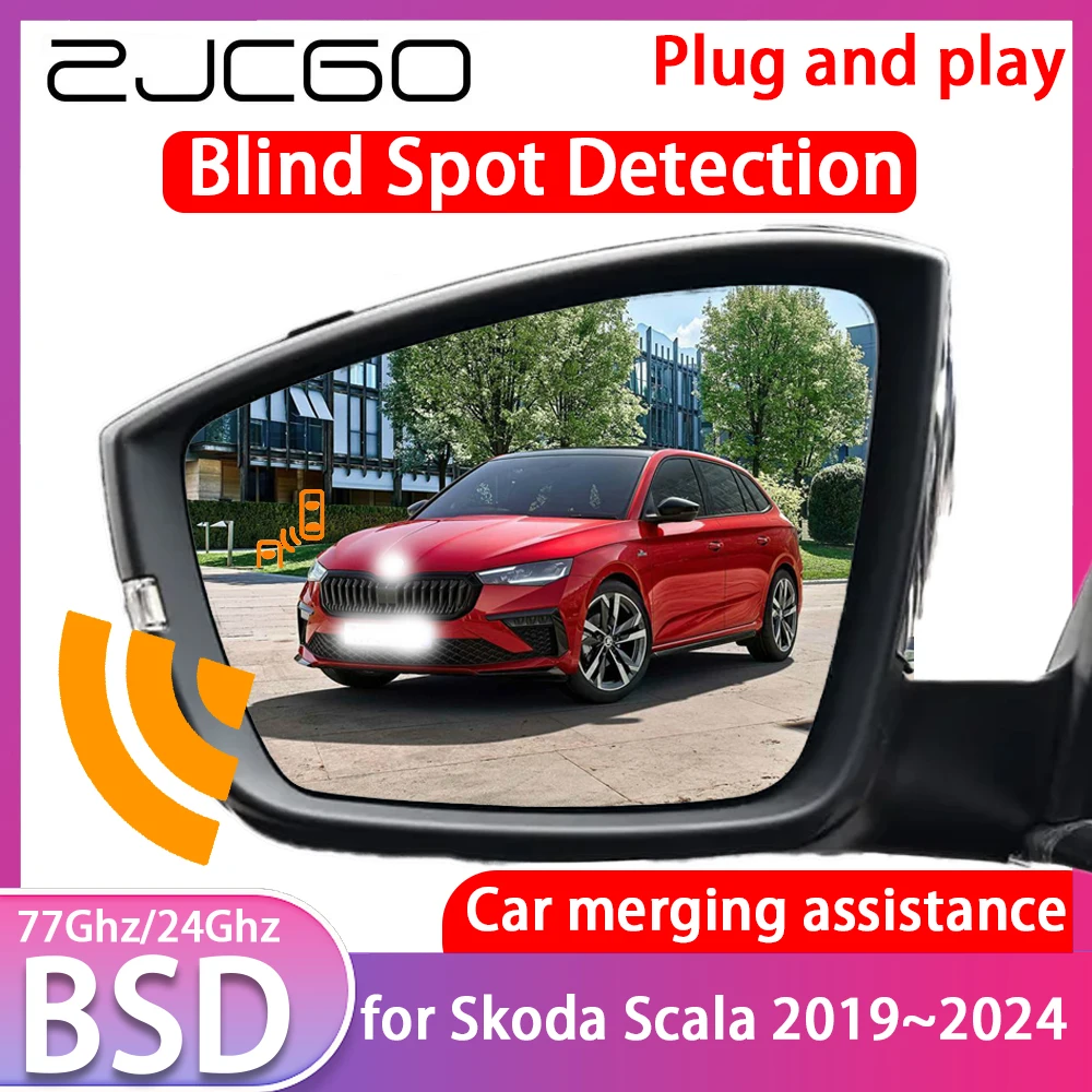 ZJCGO for Skoda Scala 2019-2024 Blind Spot Detection Car BSD BSA BSM System Driving Warning Radar Alert Mirror