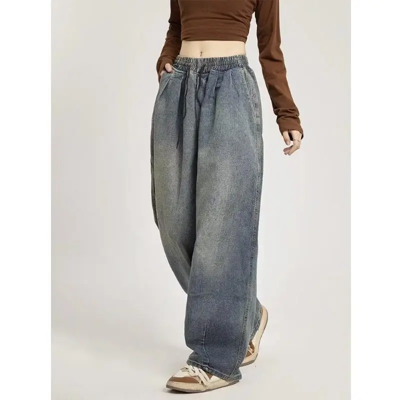 Y2K American Street Hip Hop Men and Women Trendy Personality Straight Tube Loose Jeans Couple Retro Washed Wide Leg Casual Pants