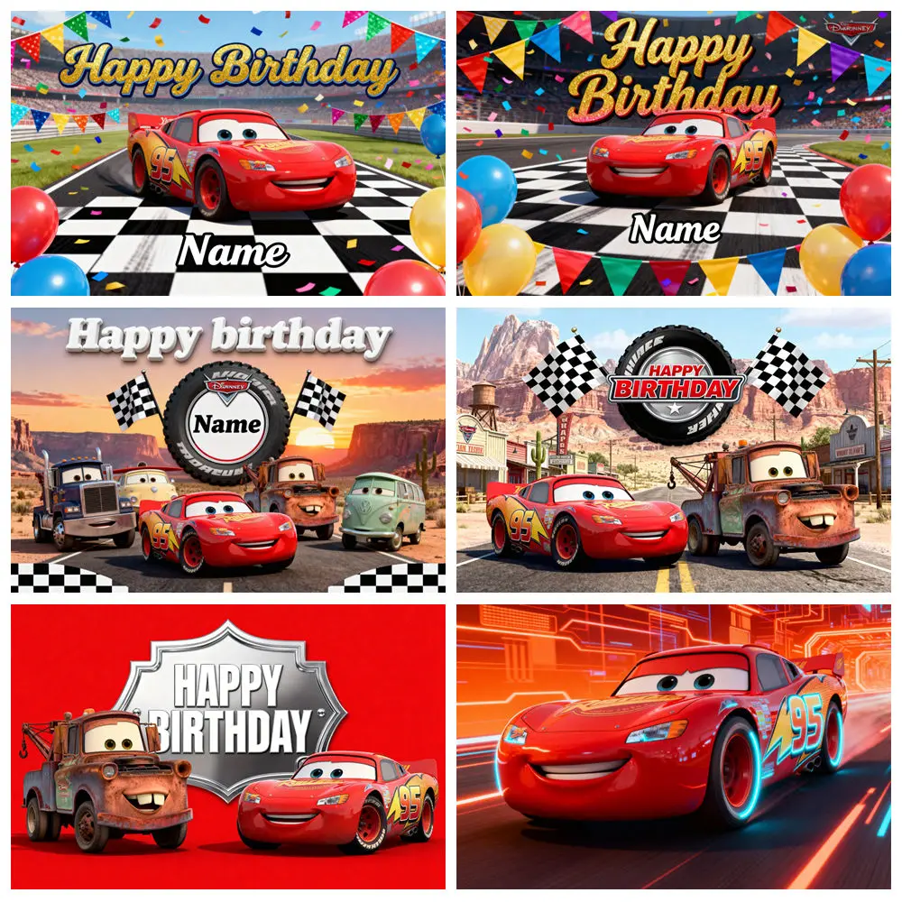 Disney Lightning McQueen Photography Backdrop Movie Cars Cus