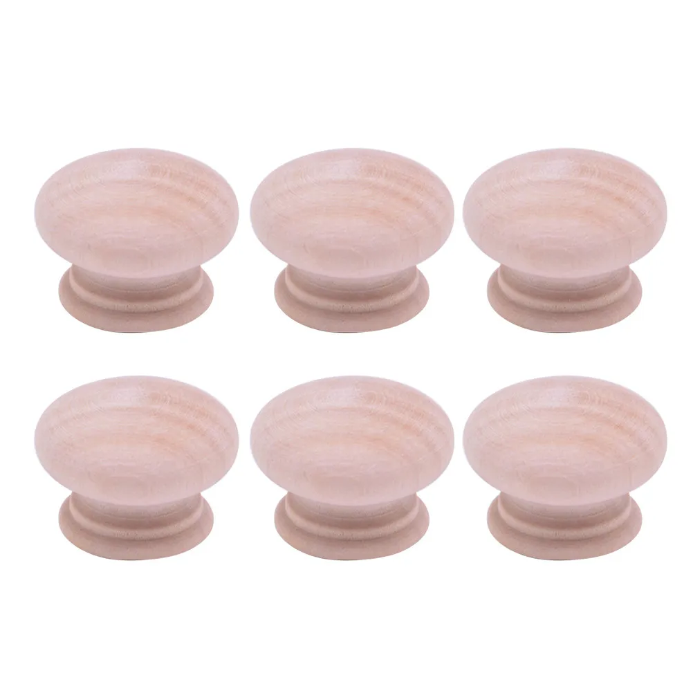 15Pcs Beech Wood Round Cabinet Handles Chic Drawer Pulls Single Hole Cupboard Knobs Stylish Natural Wood Door Hardware for Home