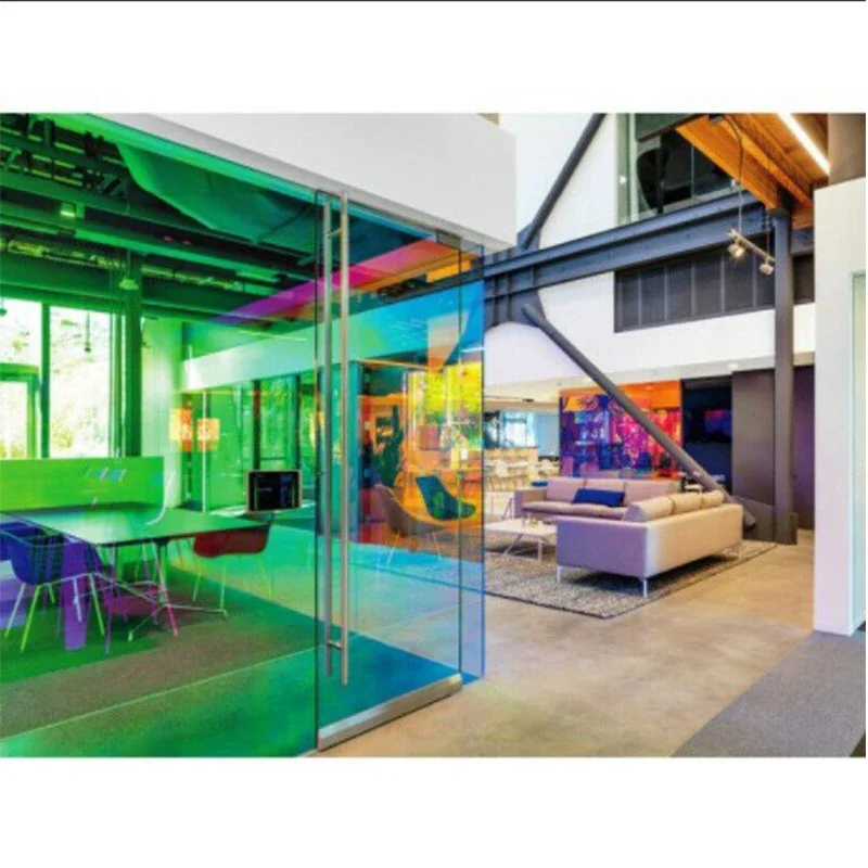 Mul-size Chameleon Window Film Colorful Window Tint for Home Office Rainbow Color Glass Vinyl Self Adhesive Stained Glass Films