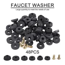 48PCS Faucet Washers Replacement O-ring Rubber Plumbing Faucet Seal Washer Sealing with Screws Flat Beveled for Tap Or Sink Leak