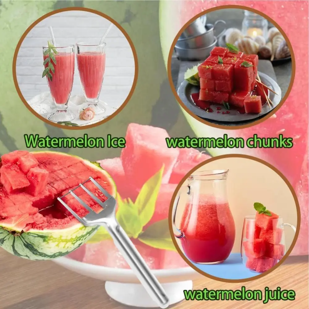 Stainless Steel Watermelon Fork Slicer Dual Purpose Professional Slicing Fruit Forks Slicer Cutter Fruit Divider