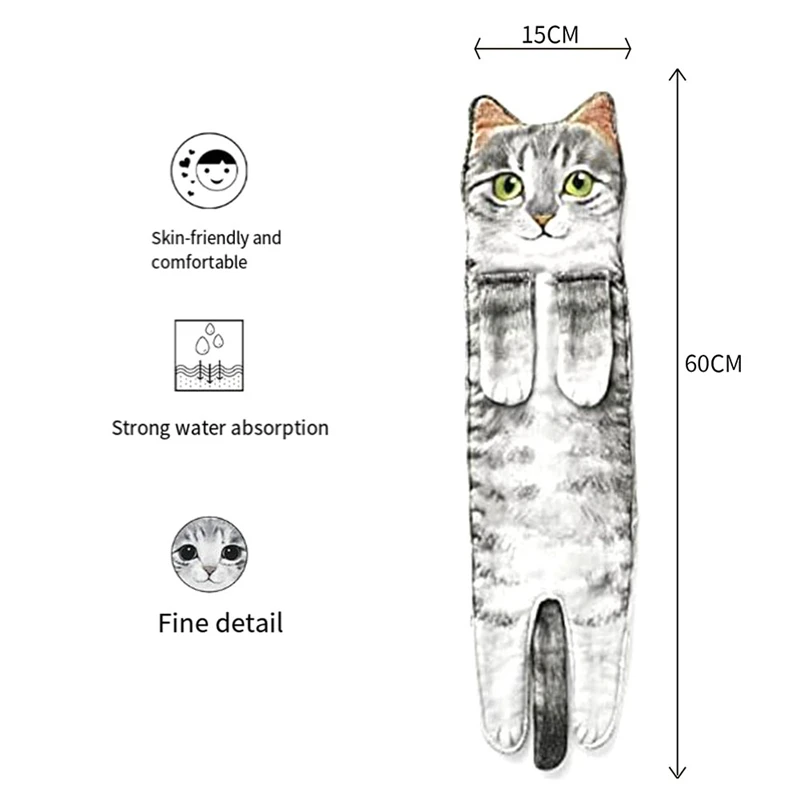 Забавные полотенца для рук для ванной комнаты с кошками-милые декоративные подвесные мочалки, полотенца для лица, супервпитывающие, мягкие, 60X15 см