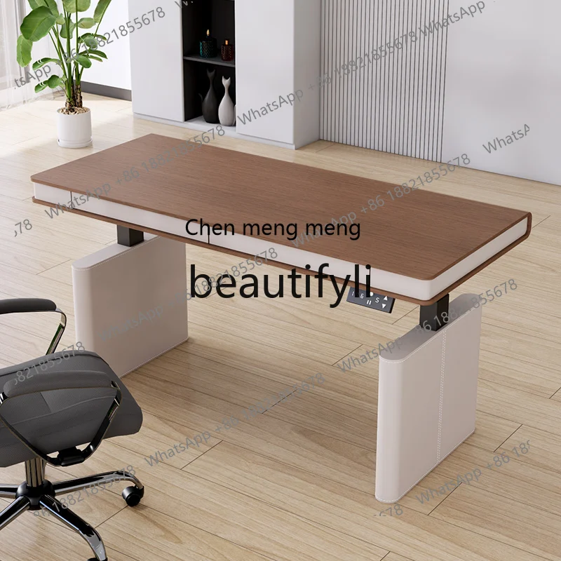 

Q178 Electric lift saddle leather computer table home desk smart e-sports table