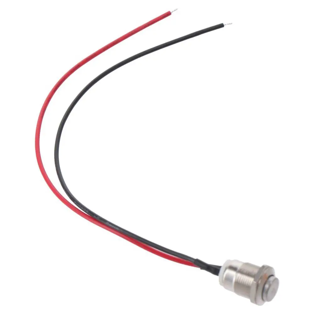 Durable 12mm Momentary Push Button Switch with pre-Wiring IP65 Waterproof Stainless Steel Black Shell