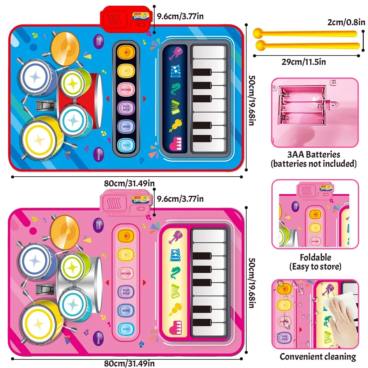 Jouets musicaux pour tout-petits, clavier de piano, batterie de jazz, polymère de jeu mentaires oriel, jouets éducatifs, 2 en 1