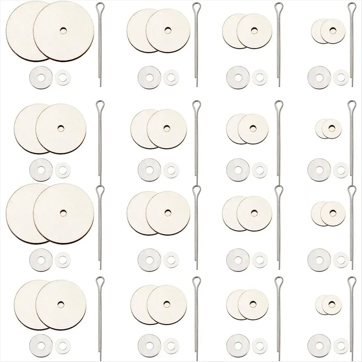 HOME USE-A 180Pcs 8 Sizes Wooden Doll Joint and Fibreboard Disks 8-24mm Rotatable Doll Joints Cotter Pin for Doll DIY Crafts