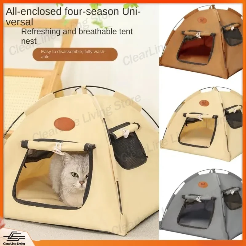 Foldable Cat Tent Bed Portable Closed Cat House Breathable Pet Sleeping Cave Large Stable Indoor Kennel Cozy Winter Warm Nest