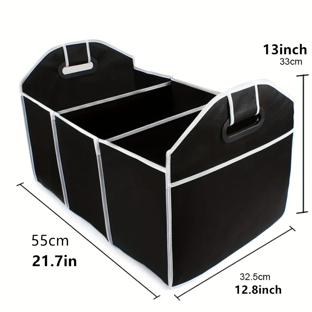 1pc Universal Car Trunk Organizer Portable Foldable Waterproof Auto Storage Bag With 3 Compartments For SUV Truck Van Sedan