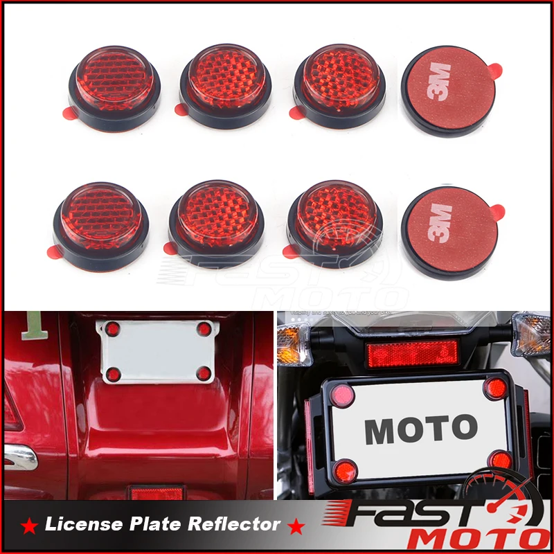 دراجة نارية لوحة أرقام مستديرة عصا ذاتية اللصق على عاكس ل هارلي بجولة كروزر هوندا موتو سيارة شاحنة السلامة عاكسة
