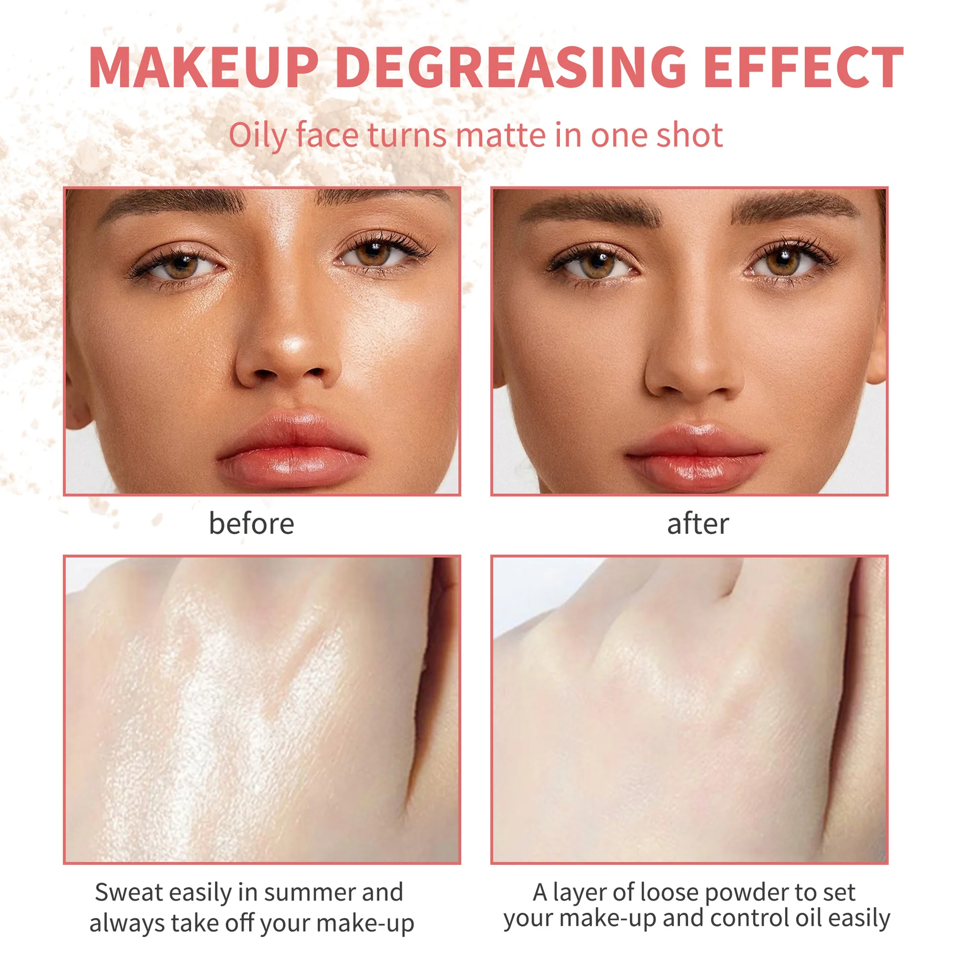 Matujący puder sypki w proszku bananowy wodoodporny odporny na pot puder korekcyjny naturalny przezroczysty puder do konturowania puder utrwalający makijaż twarzy