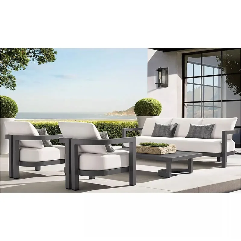 

Patio Luxury Aluminum Outdoor Furniture All Weather Leisure Classic Metal Garden Sofa