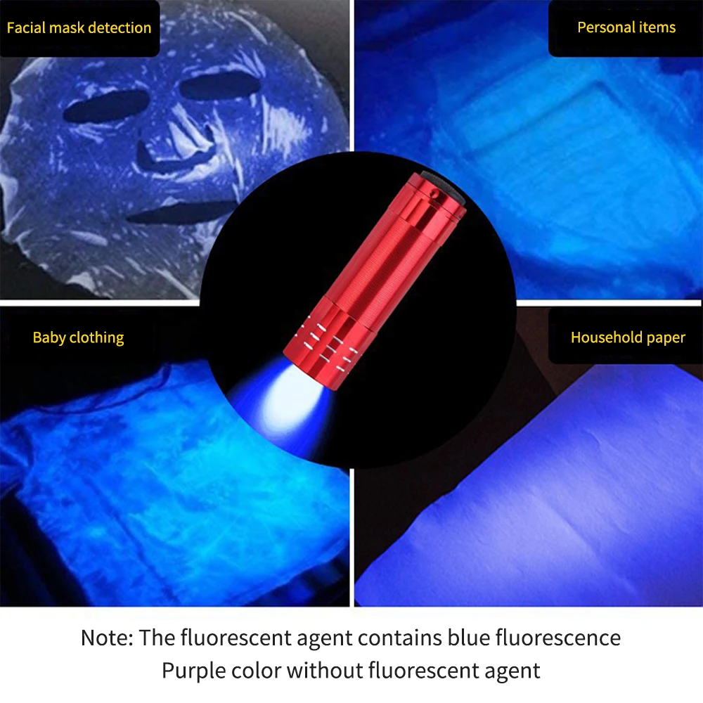 9LED Flashlight  UV Resin Curing Lamp Light LED 395nm UV Torch For Epoxy UV Resin Cure Adhesive Glue Jewelry Equipments Tool
