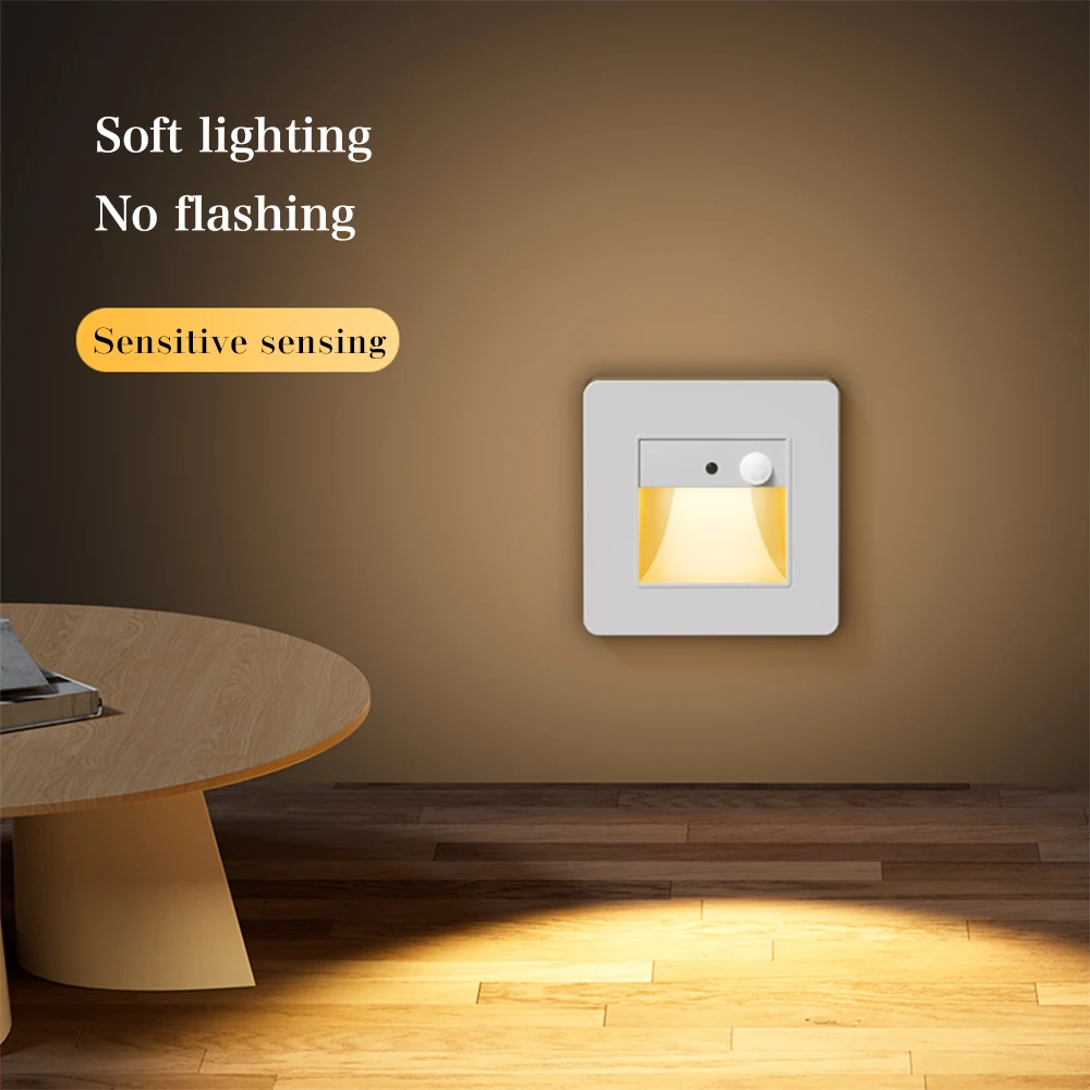 LED Motion Sensing Step Lamp Recessed Infrared Human Induction Wall Lamp Ladder Staircase Corridor Bedroom Night Lighting