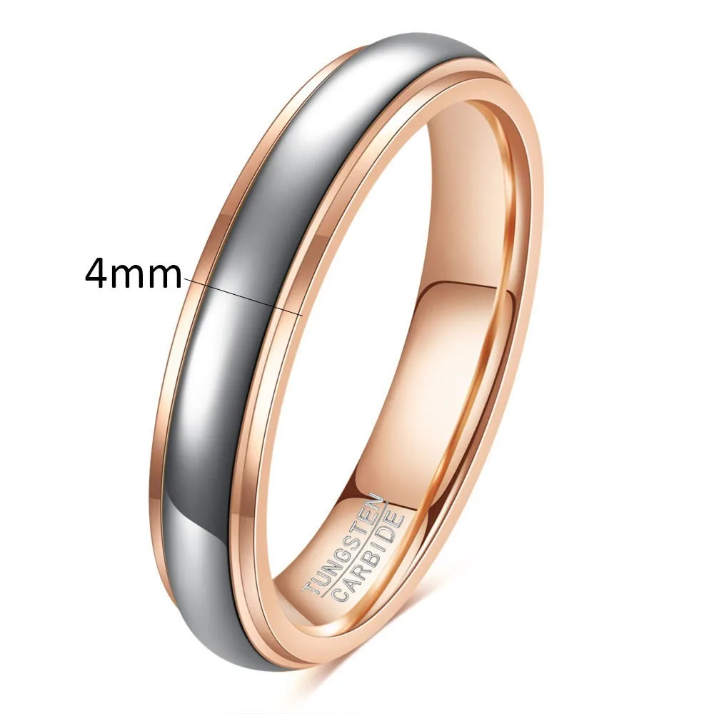 Klassischer 4/6 mm Wolfram-Herrenring, beidseitig gebogen, Roségold, Edelstahlring für Frauen, Ehering, Paare, Schmuckzubehör – Detail 6