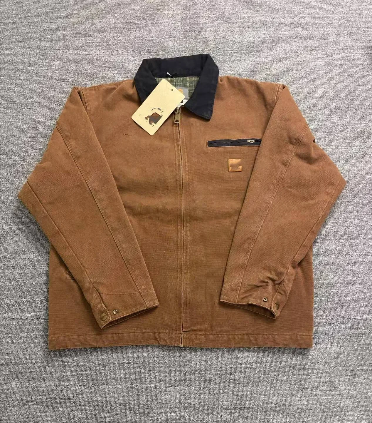 2027 Men Women Casual Washed Button Down Workwear Retro Solid Color Canvas Jacket Fall Winter Outerwear Coat for Shopping Zipper